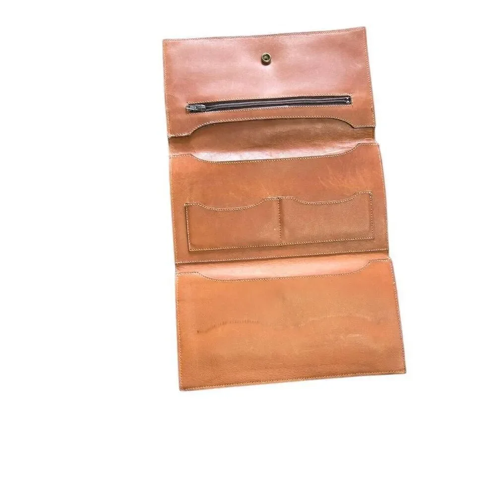 Roots Leather Large Wallet Clutch